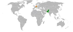 Map indicating locations of Pakistan and Germany