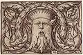 Engraving of foliate head, Hans Sebald Beham, 1543