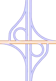Parclo (partial cloverleaf) interchange: often used to link a minor road with a junction