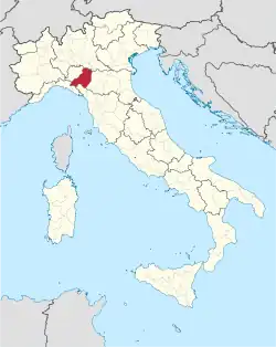 Map highlighting the location of the province of Parma in Italy