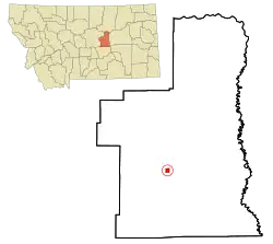 Location of Winnett, Montana