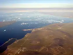View of Pevek at the mouth of the bay