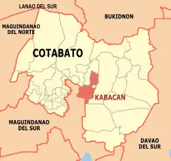 Map of Cotabato with Kabacan highlighted