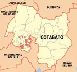 Map of Cotabato with Pikit highlighted