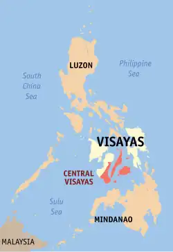 Map of the Philippines highlighting Central Visayas