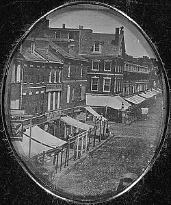 View from the Cornelius studio, Philadelphia 8th & Market Street in May 1840.