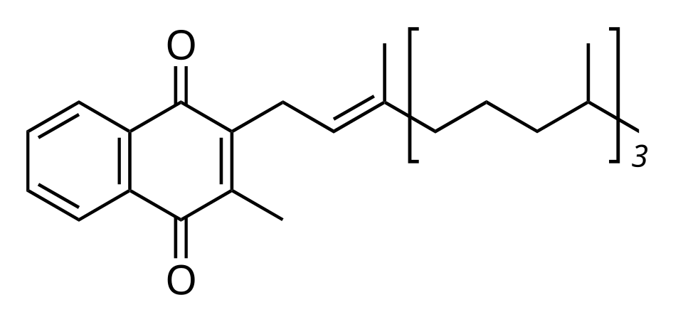 The menadiol core is apparent in the structure of vitamin K1.