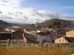 View of the town of Piñel de Arriba (Valladolid) from the atrium of its church.