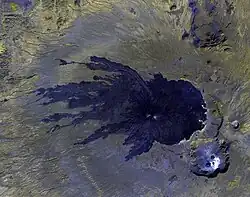 Satellite image of the darker, more recent lava rock