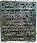 Plaque of Fanfulla from Lodi in the square Raimondello Orsini in Lecce