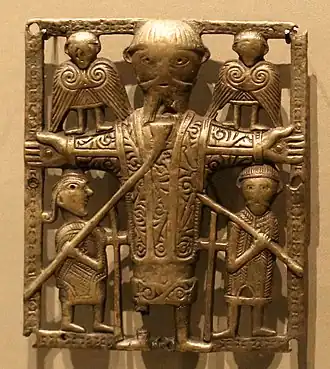 The Clonmacnoise Crucifixion Plaque, Irish, 10th century[12]
