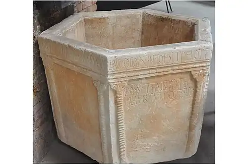 Plaster cast of well-curb with inscription and cross. Irakleion, Crete.