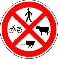 No pedestrians, mopeds, animals, and handcarts