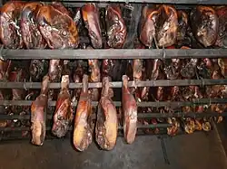 Also Njeguški pršut in a smokehouse