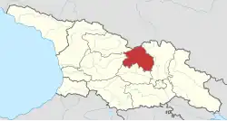 Location of South Ossetia (red) in Georgia. The overlapping borders of the “de jure” Imereti region and the “de facto” Republic of South Ossetia.