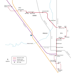Unofficial Provo Orem BRT route map.