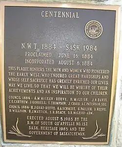 RM's centennial plaque