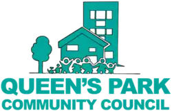 Logo showing a block of flats, a house, people and a tree