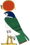 Ra-Horakhty depicted as a falcon wearing a sun disk