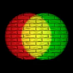 On a computer display, yellow is created by combining green and red light at the right intensity on a black screen.