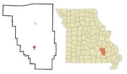 Location of Ellington, Missouri