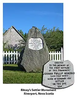 Johann Phillip Henericie's Monument, 1st European to settle Riverport, Nova Scotia