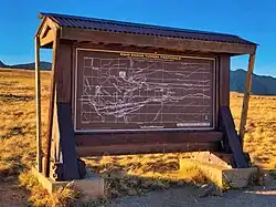 The sign at the summit of Rollins Pass displays four proposed rail tunnel routes through the Continental Divide as alternatives to summiting Rollins Pass; it was the longer Moffat Tunnel that achieved this feat of engineering and was first utilized in February 1928.