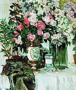 Alexander Golovin. Roses and Porcelain, 1910s