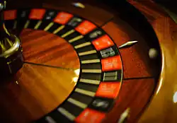 A ball inside a spinning roulette wheel