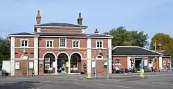 Front of a station building