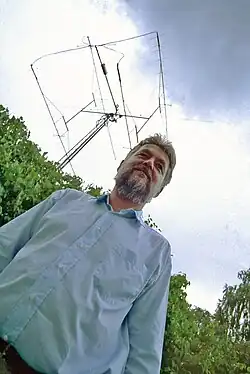 Amateur radio antenna array used for Earth–Moon–Earth communication on 144 MHz. Location Jäder, central Sweden.