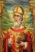 Saint Rumbold on a painting in the Basilica of Our Lady of Hanswijk, Mechelen.