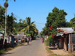 The island's paved road runs up the west coast.