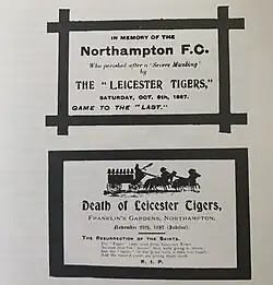 Advertising cards for the east midlands derby (rugby)