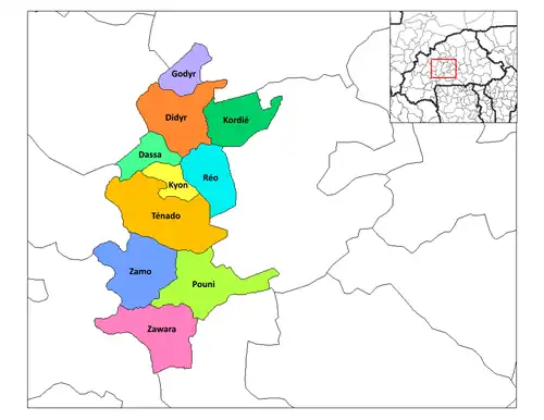 Réo Department location in the province