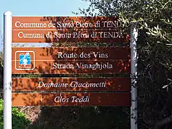 A sign marking the wine trail ("Route des Vins") in Casta.