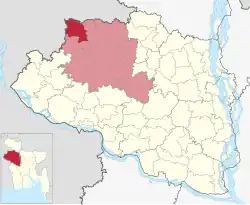 Location of Sapahar Upazila