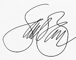 Bass's signature (containing a bass fish)