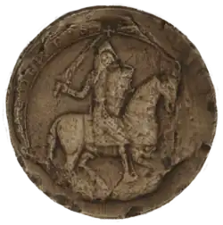 Seal of Yves de Nesle, Count of Soissons. Proven use in 1146.[Ni 5] Archives départementales de la Somme, moul., Sc/Picardie 38 collection.[18]