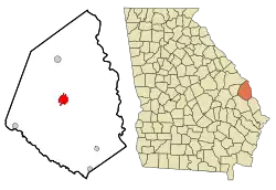 Location in Screven County and the state of Georgia
