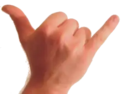 Photo of the back of human wrist and hand. The thumb and pinkie are extended and the other fingers are folded against the palm.
