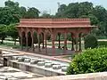 A Mughal style structure inside the gardens
