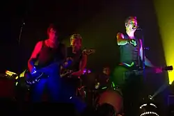 Sielun Veljet at Teatria in 2011. From left to right: Jouko Hohko [fi], Jukka Orma [fi], Alf Forsman [fi], Ismo Alanko. Lighting design: Vinski Viholainen