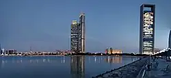 Skyline of Abu Dhabi with ADNOC Headquarters at right