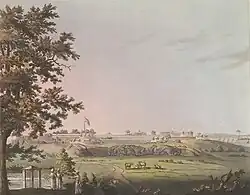 South East View of Osar by James Hunter (d.1792) (coloured in 1804)