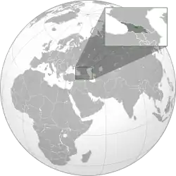 South Ossetia in dark green, with Georgia in dark grey