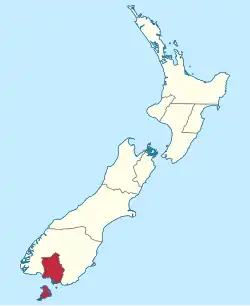 Southland Province within New Zealand