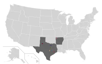 Location of teams in