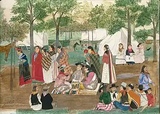 Chicken Dance, Ernest Spybuck, 1908–1910, watercolor and pencil on paperboarrd, collect of the Smithsonian Institution National Museum of the American Indian[13]