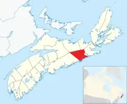 Location within Nova Scotia